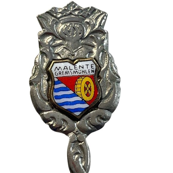 Vintage Souvenir Spoon Malente-Gremsmühlen Collectors Item Silver-Plated Enamel - Picture 3 of 4